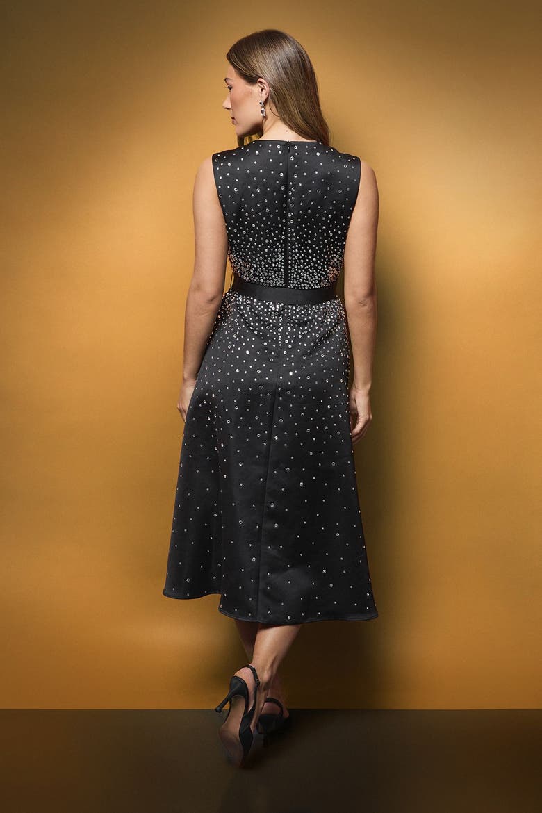 Hotfix Diamante Midi Dress, Alternate, color, Black