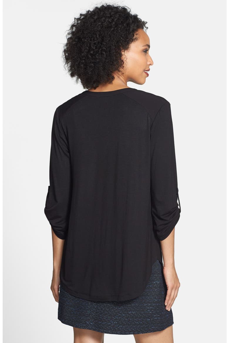 Mixed Media Tunic, Alternate, color, BLACK