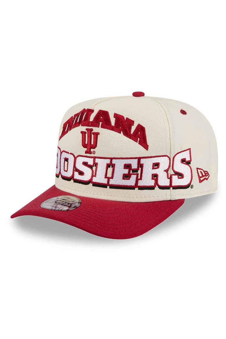Men's New Era Cream/Crimson Indiana Hoosiers March Madness Historic Collection 9FIFTY A-Frame Snapback Hat, Main, color, Cream