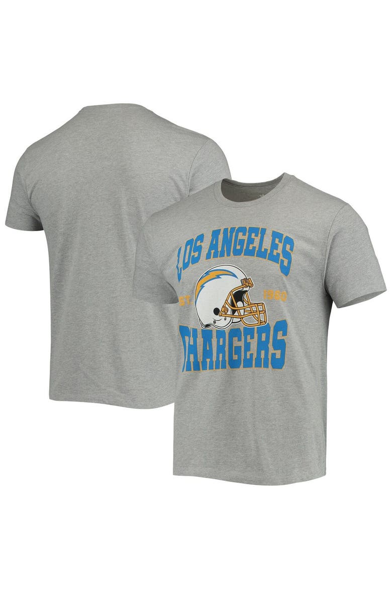 Men's Junk Food Heathered Gray Los Angeles Chargers Helmet T-Shirt, Alternate, color, Heather Gray