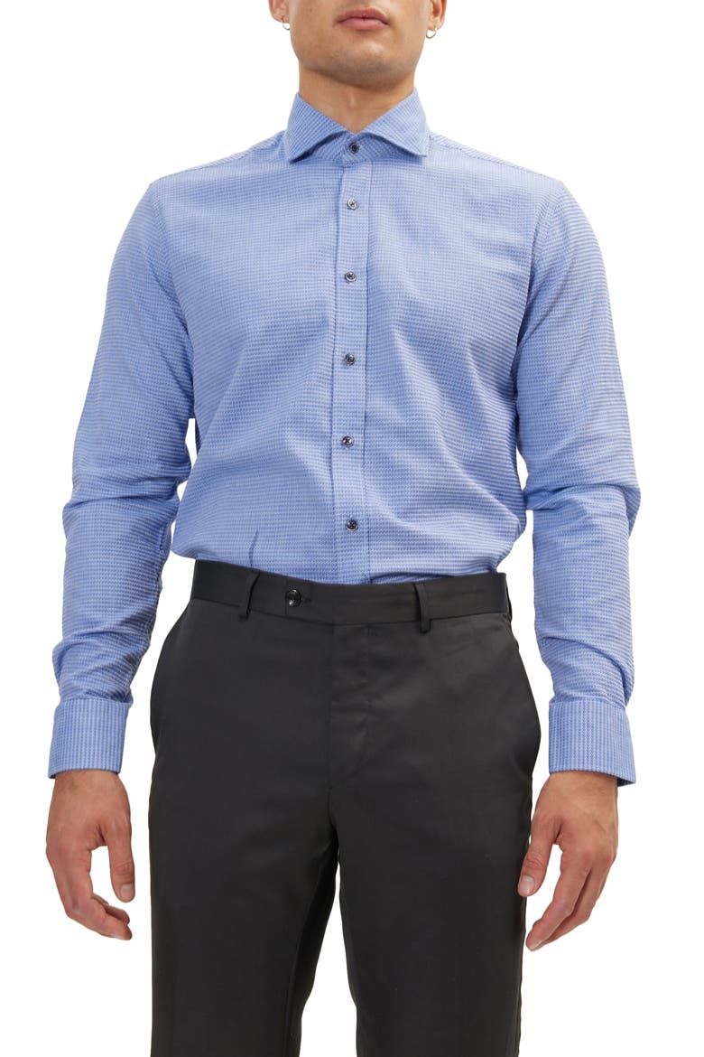 Jacquard Cotton Dress Shirt, Main, color, BLUE