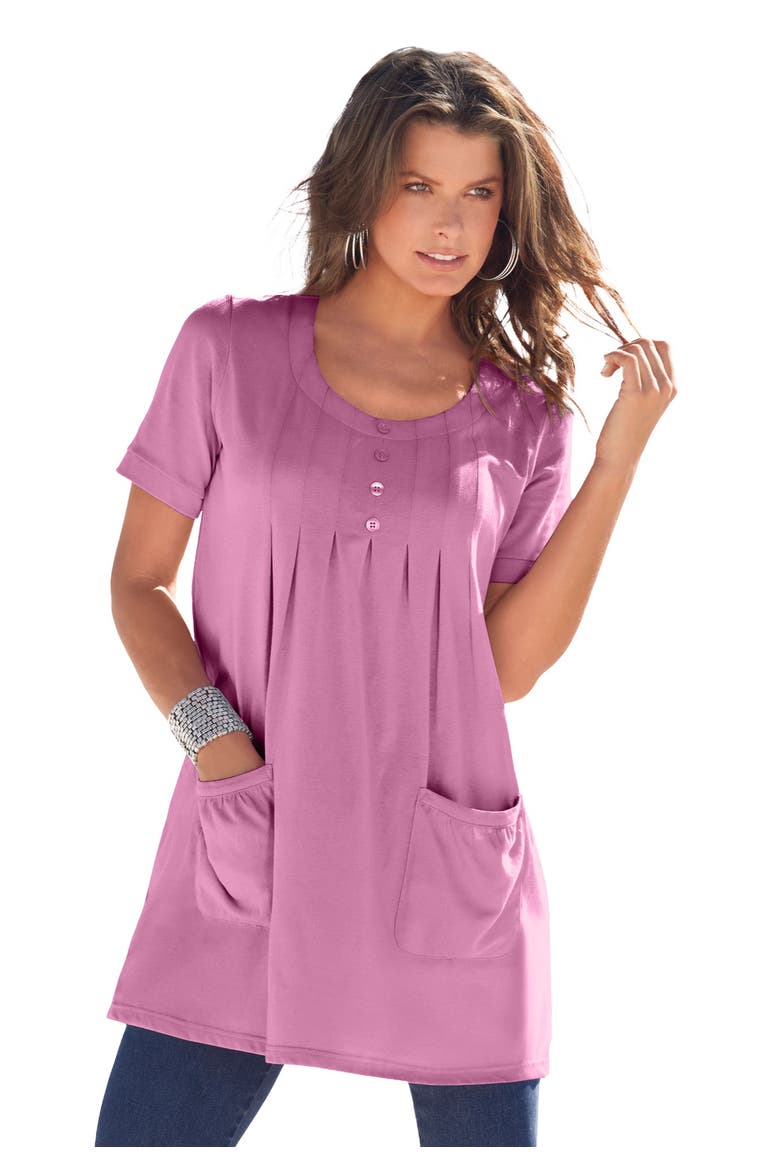 Plus Size Two Pocket Soft Knit Swing Tunic, Main, color, MAUVE ORCHID