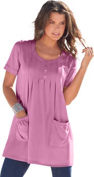 Roaman's Plus Size Two Pocket Soft Knit Swing Tunic
