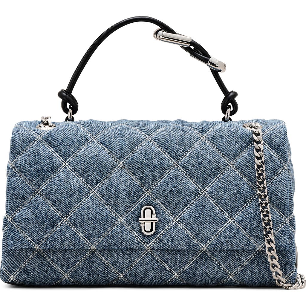MARC JACOBS MARC JACOBS THE QUILTED DENIM DUAL CHAIN SHOULDER BAG