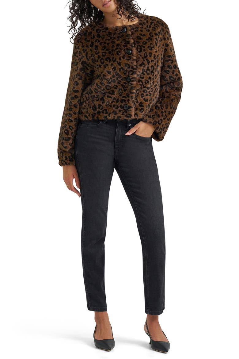 Leopard Print Faux Fur Cropped Jacket, Alternate, color, LEOPARD PRINT