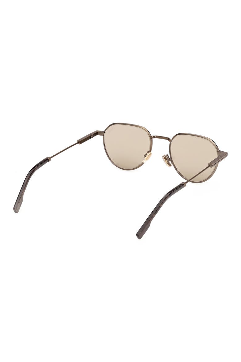 54mm Round Sunglasses, Alternate, color, ANTIQUE LIGHT GOLD / BROWN