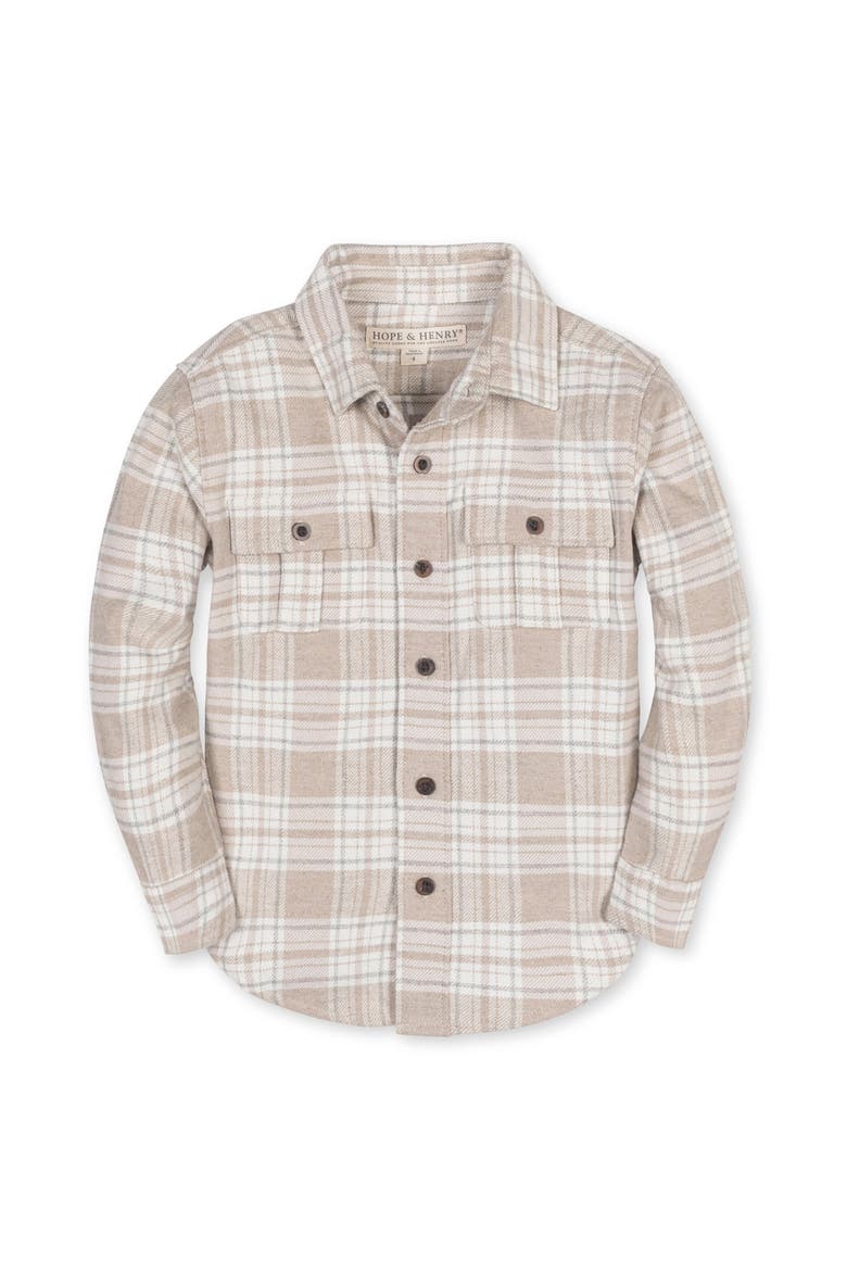 Kids' Organic Long Sleeve Flannel Shirt with Double Flap Pockets, Main, color, Taupe Heirloom Plaid