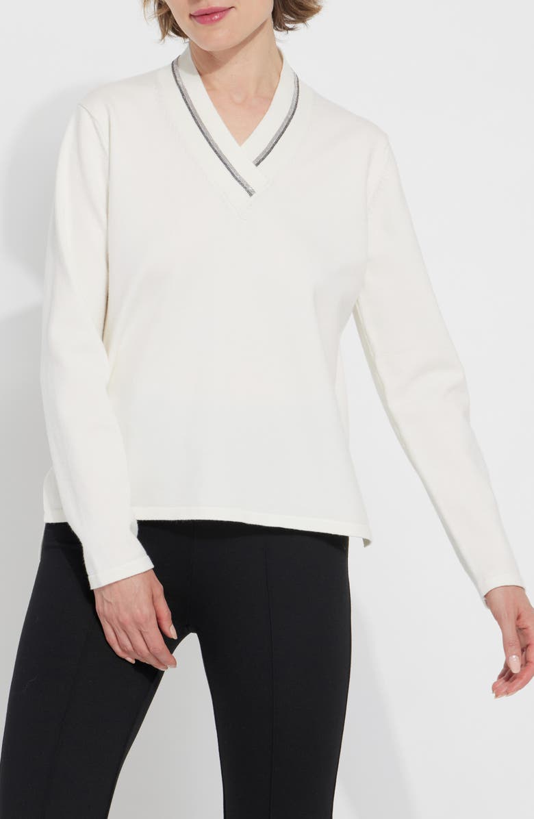 Lysse Noelle Embellished Sweater, Main, color, Snow White