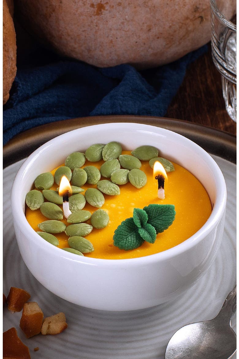Pumpkin Soup Bowl Scented Candle, Alternate, color, Yellow / Orange