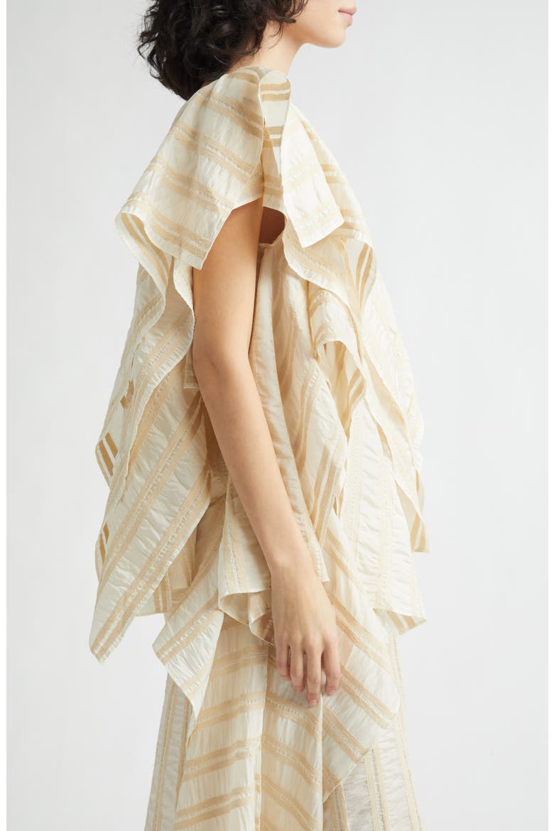 Draped Wide Collar Silk Top, Alternate, color, BEIGE