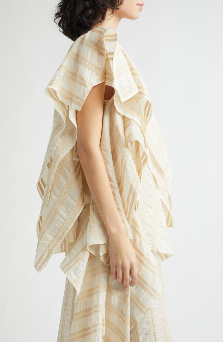 EENK Draped Wide Collar Silk Top, Alternate, color, Beige