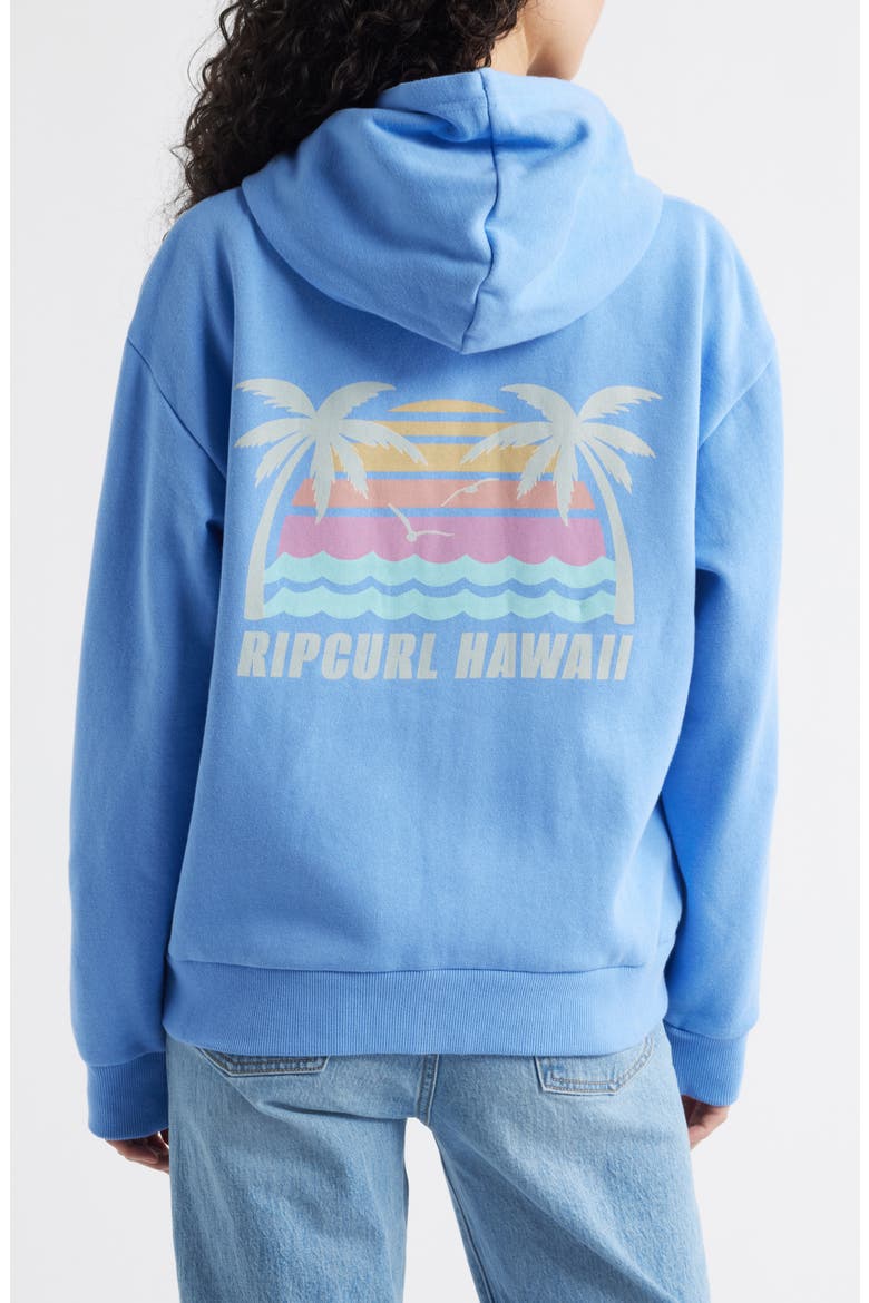 Aloha Zip-Up Fleece Hoodie, Alternate, color, CORNFLOWER BLUE HAW