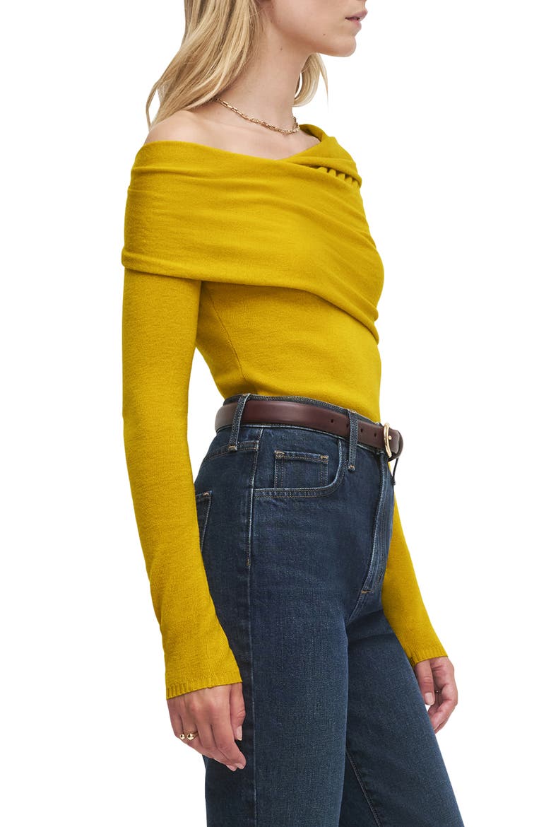 Charmed One-Shoulder Merino Wool Top, Alternate, color, DIJION