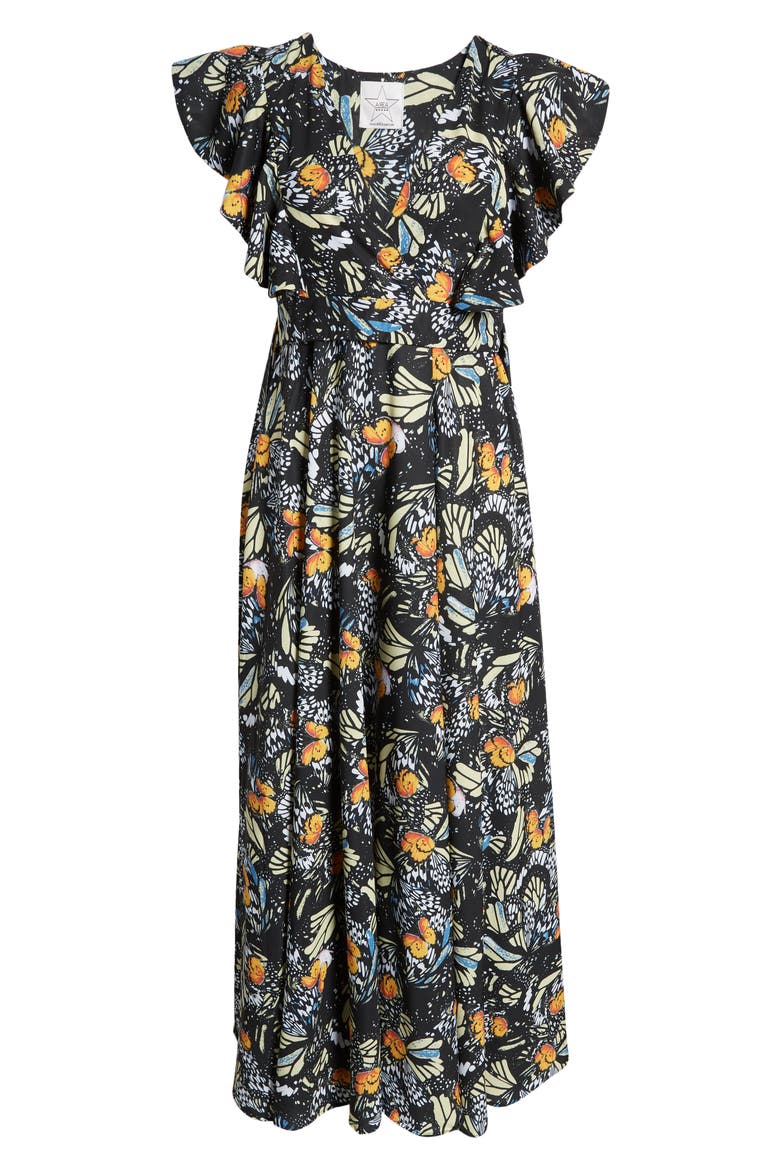 Butterfly Print Maxi Dress, Alternate, color, MULTI