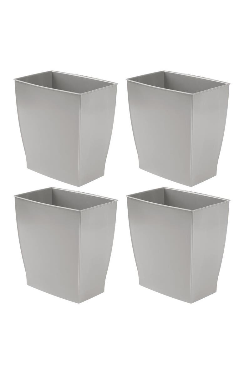 iDesign Small Rectangular Bathroom Trash Cans - Set of 4 - Gray, Alternate, color, Gray