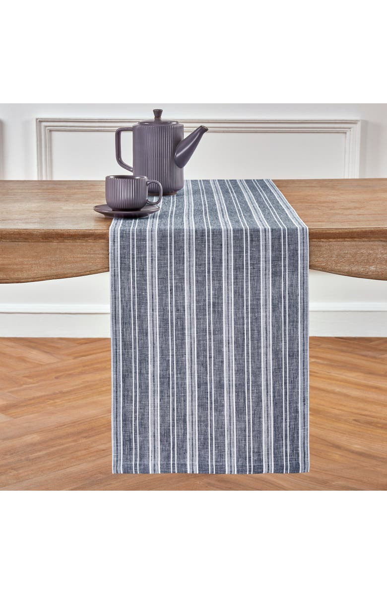 Solino Home Linen Table Runner for Dining Table, Holiday and Everyday Table Decor - Chelsea Stripe, Main, color, 
