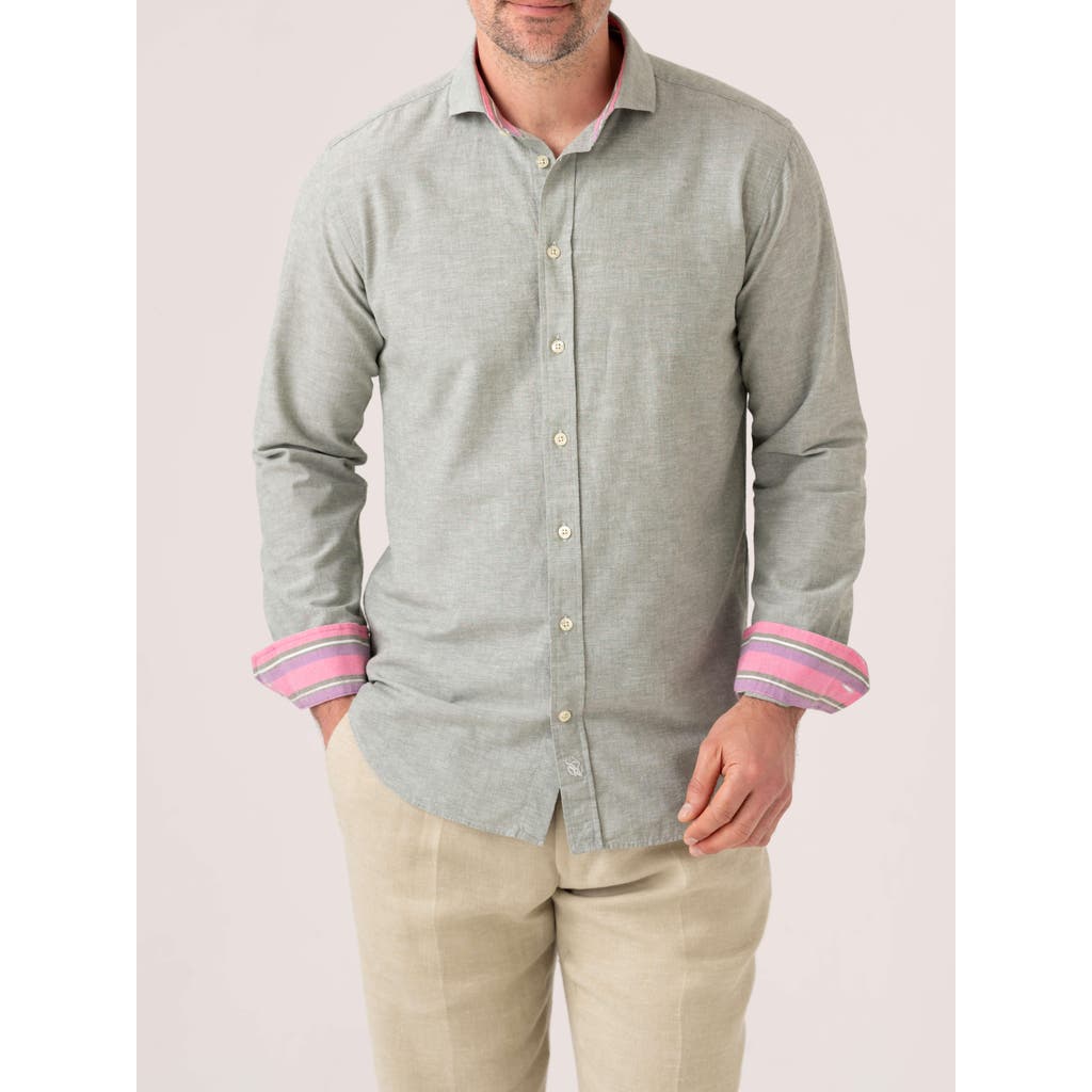 Koy Clothing Cotton Linen Long Sleeve Shirt in Crocodile Green  product