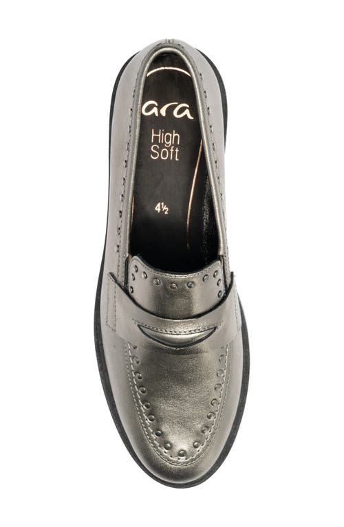 Ara Cardiff Studded Penny Loafer In Silver