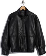 MAX STUDIO Faux Leather Bomber Jacket