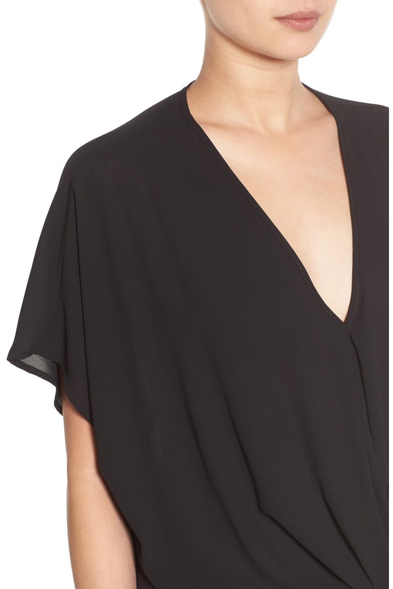 Twist Front Woven Top, Alternate, color, BLACK