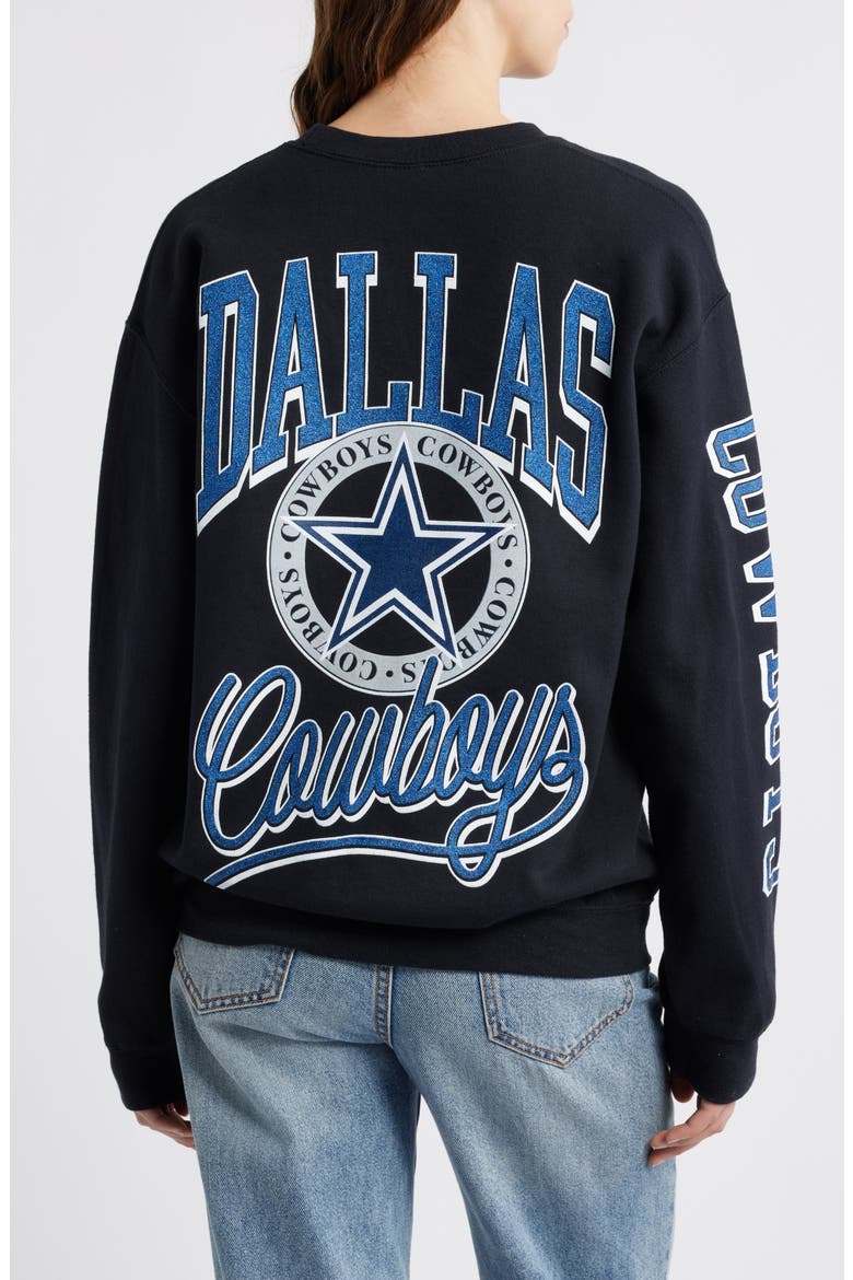 Cowboys Glitter Cotton Blend Sweatshirt, Alternate, color, BLACK