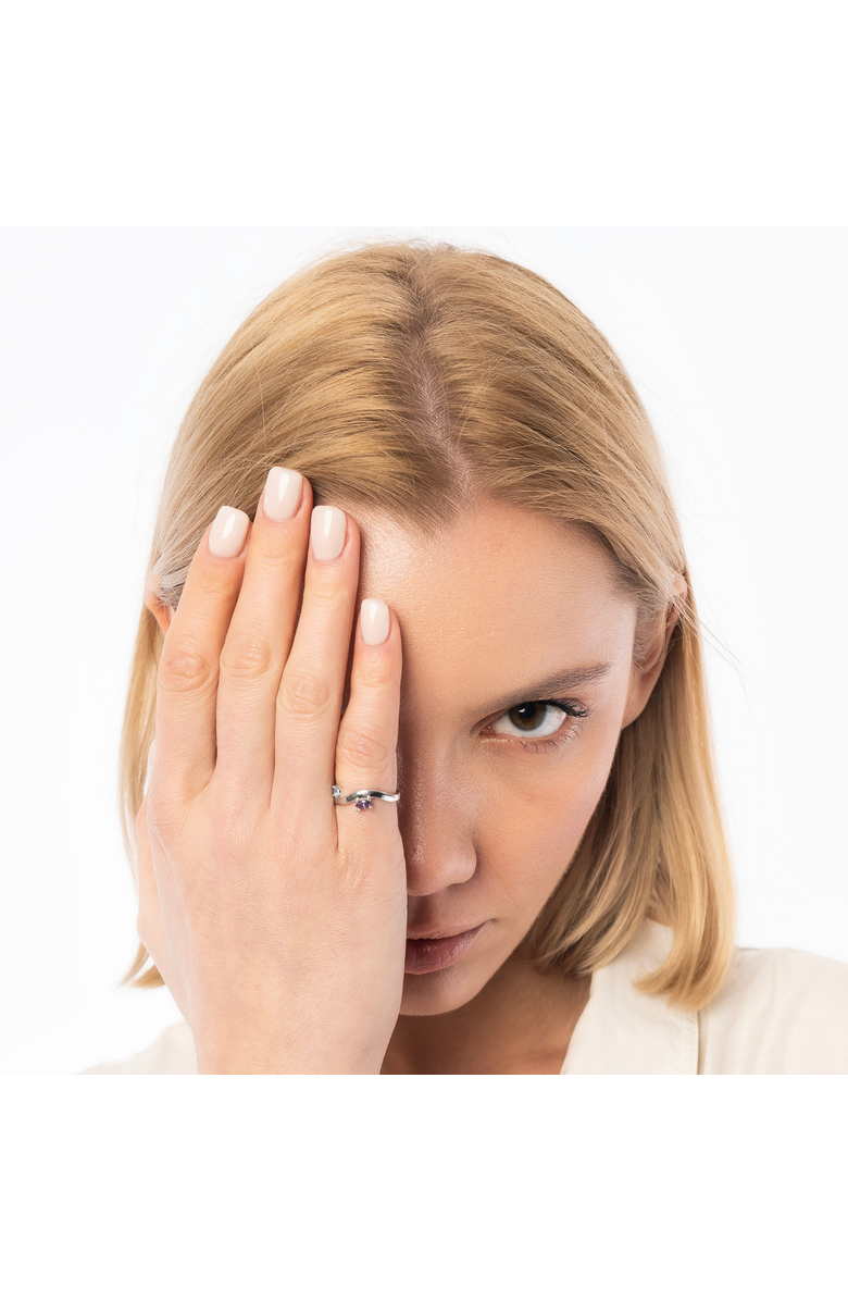 Spero London Bended Sterling Silver Double Gemstone Ring, Alternate, color, Gold