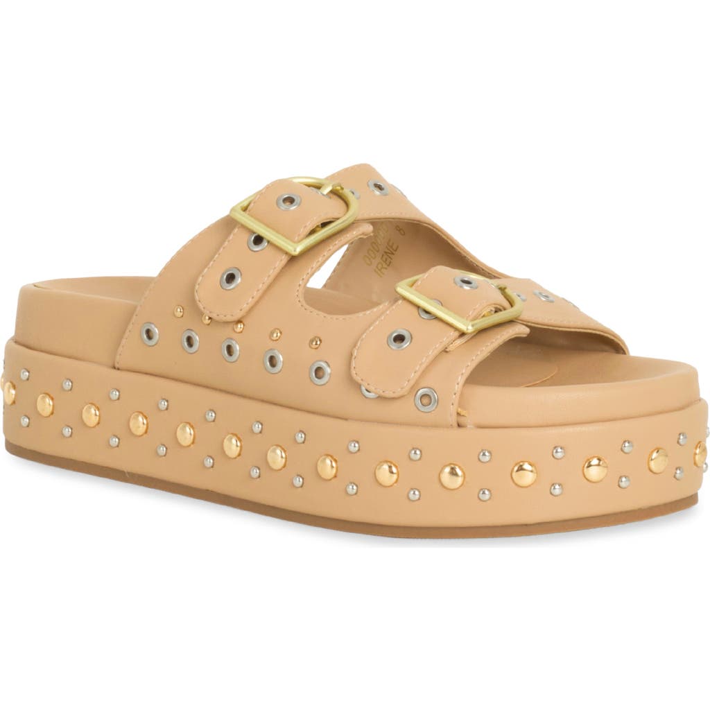 Shushop Irene Platform Slide Sandal In Brown