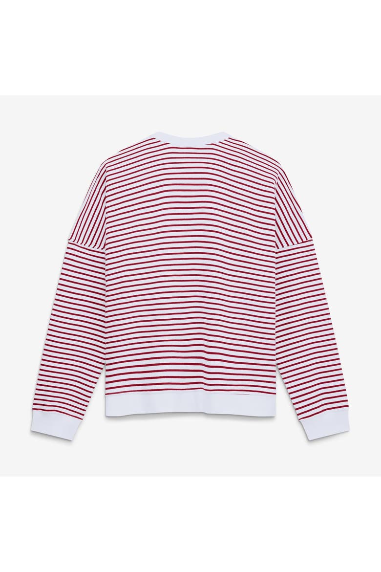Women's Fanatics White/Scarlet San Francisco 49ers Striped Oversized French Terry Sweatshirt, Alternate, color, White