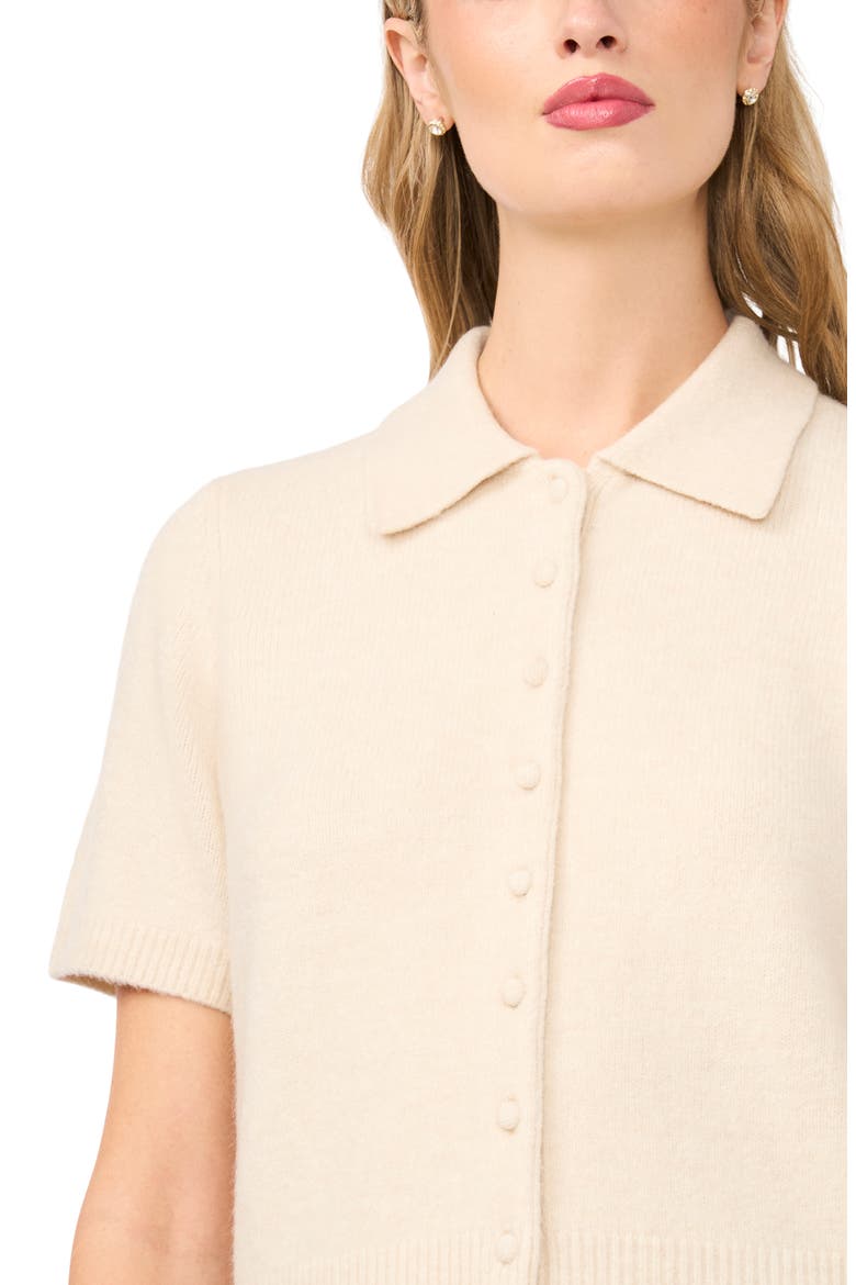 Short Sleeve Polo Sweater, Alternate, color, BIRCH