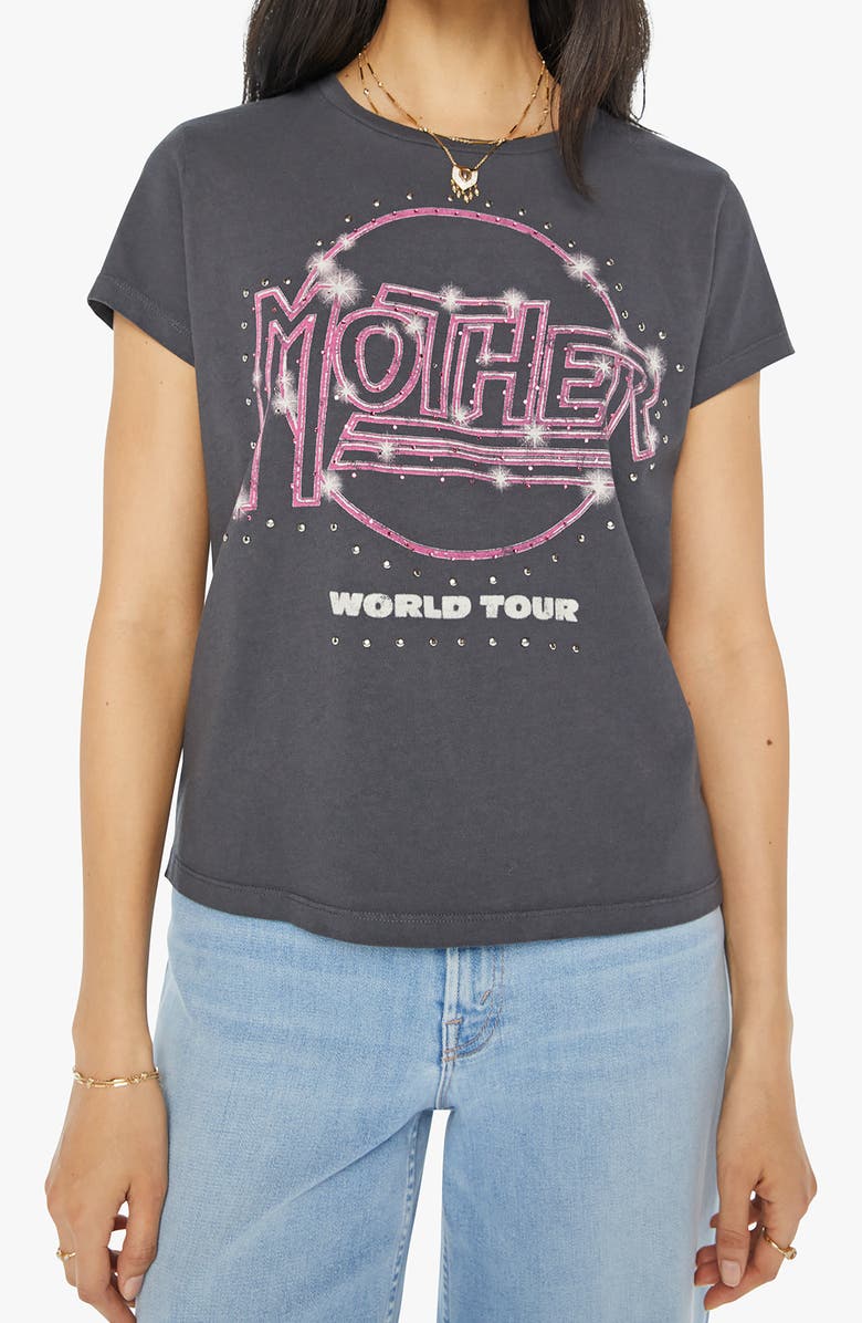 MOTHER The Goodie Goodie Embellished Cotton Graphic T-Shirt, Main, color,