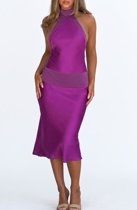 Zaya Halter Neck Midi Dress