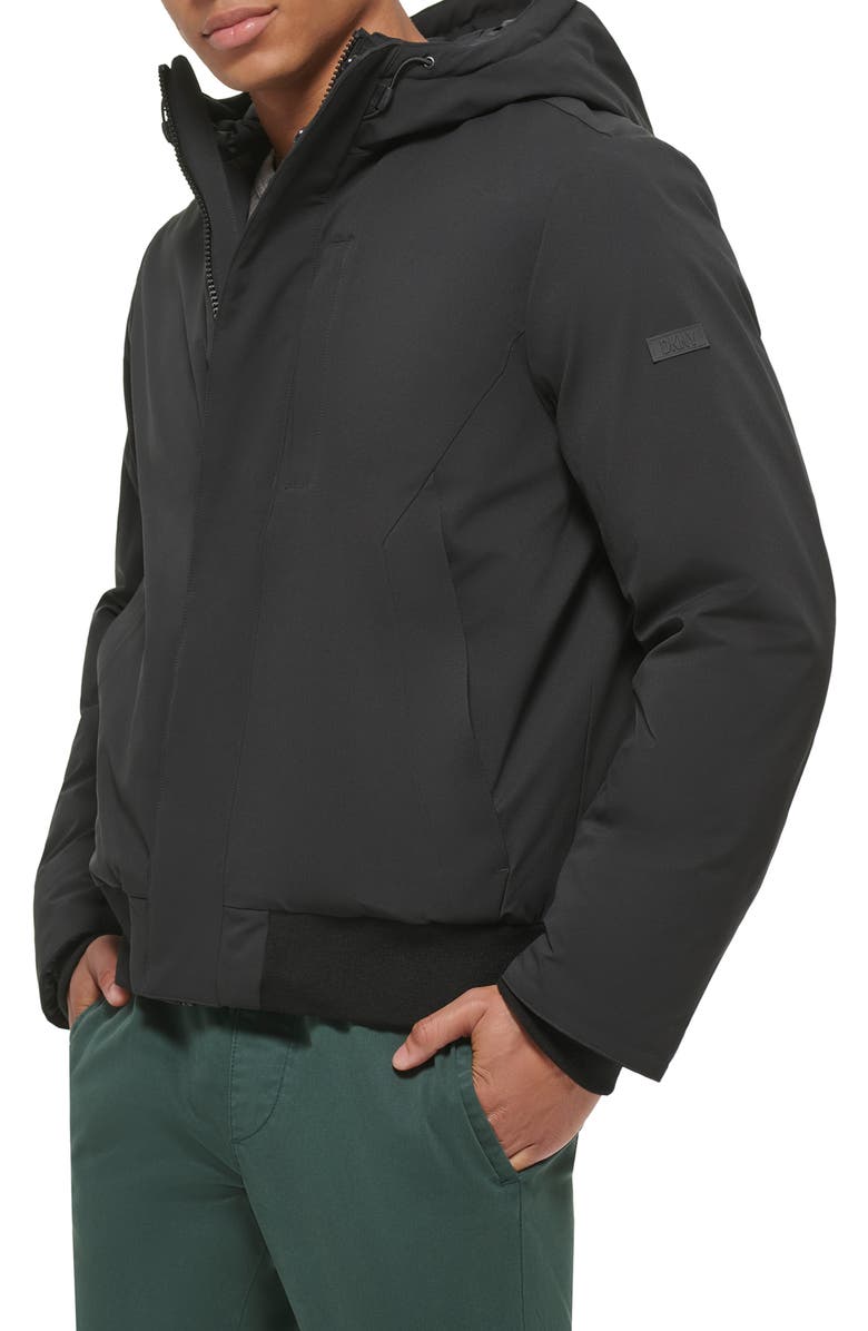 DKNY Stretch Arctic Hooded Jacket, Alternate, color, Black