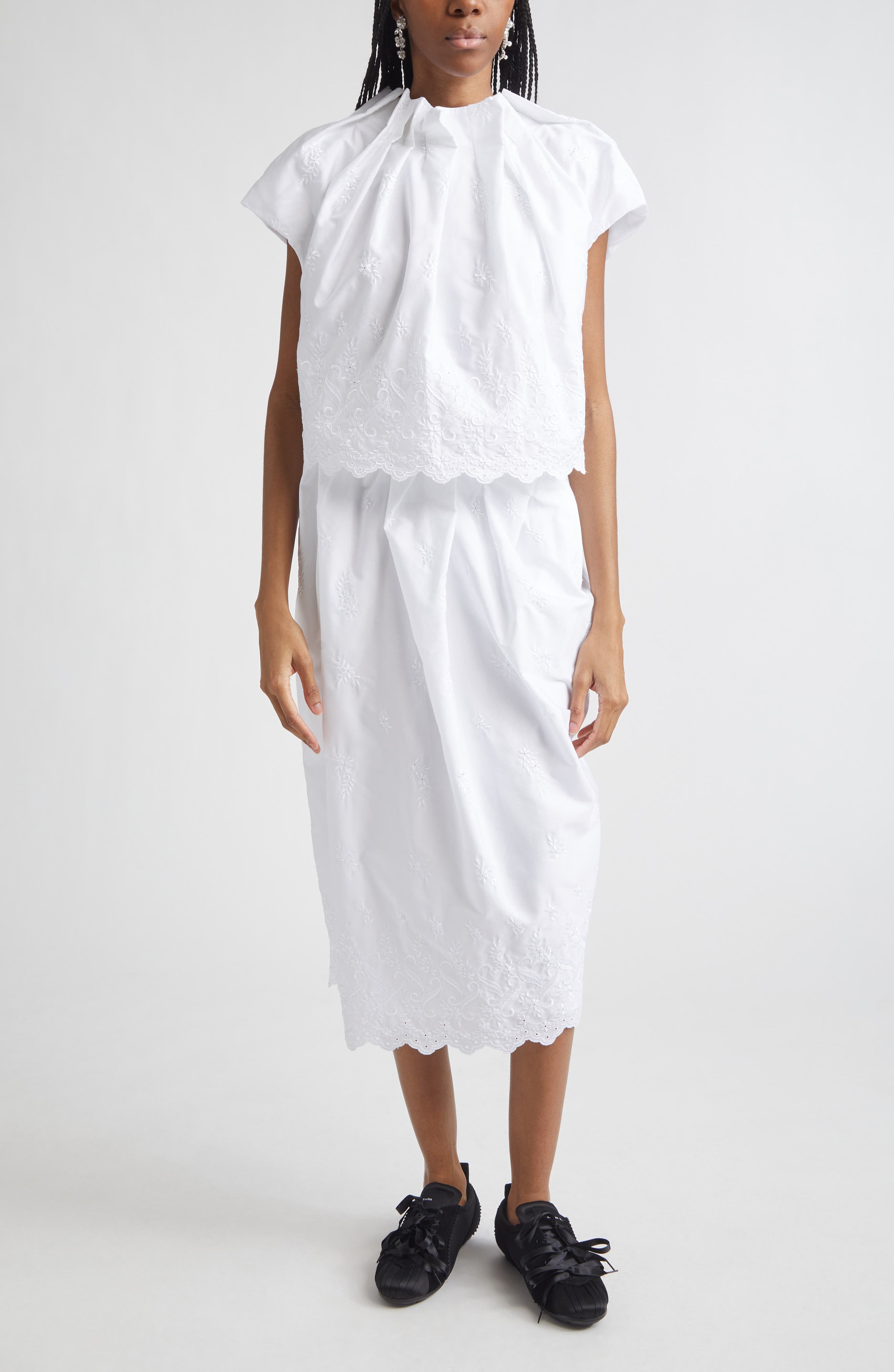 Pleated Cotton Poplin Tulip Top - image 2