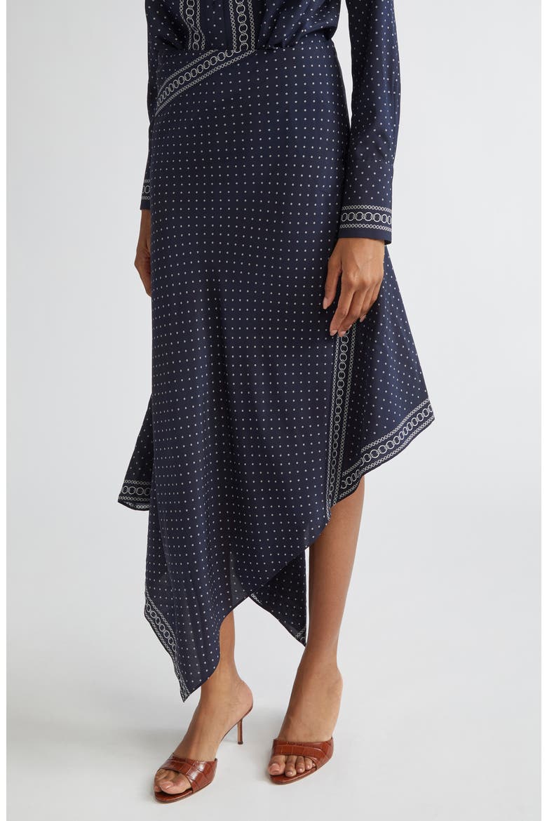 Hartley Mixed Print Asymmetric Stretch Silk Skirt, Alternate, color, NAVY MULTI