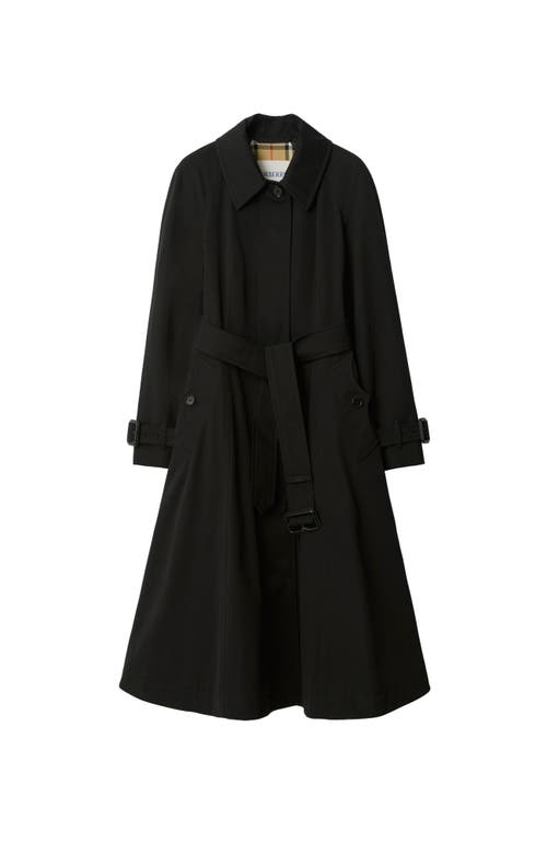 Burberry Long Gabardine Ellingham Fit-and-flare Car Coat In Black