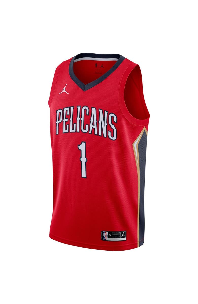 Jordan Brand Men's Jordan Brand Zion Williamson Red New Orleans Pelicans 2020/21 Swingman Jersey - Statement Edition, Alternate, color,