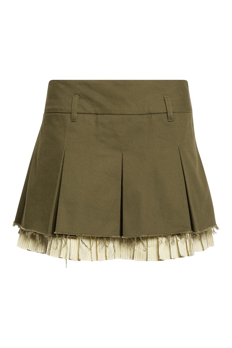 Pleated Layered Miniskirt, Alternate, color, OLIVE GREEN