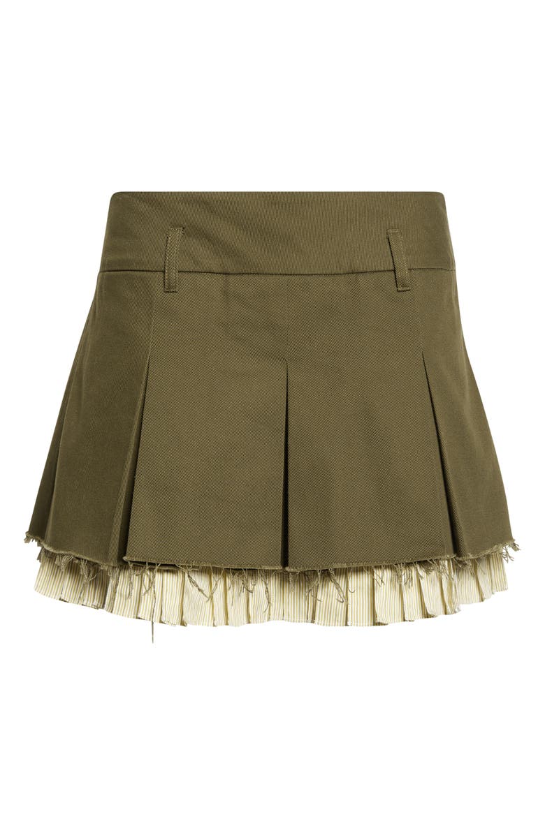R13 Pleated Layered Miniskirt, Alternate, color, Olive Green