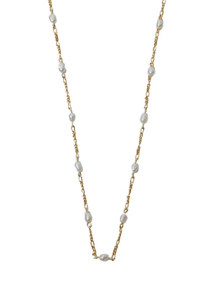 Argento Vivo Sterling Silver Freshwater Pearl Station Necklace, Alternate, color, Gold