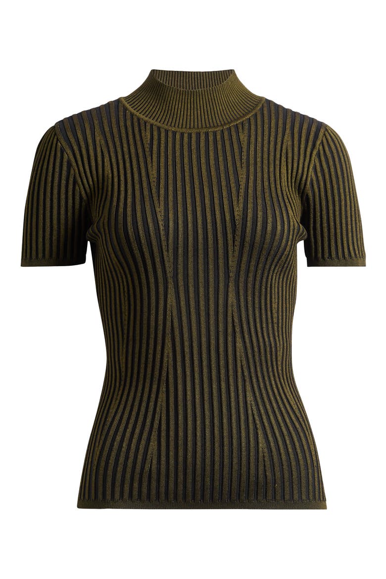 Mock Neck Knit Top, Alternate, color, DARK OLIVE/ BLACK
