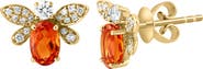 EFFY 14K Yellow Gold Citrine & Diamond Bee Stud Earrings