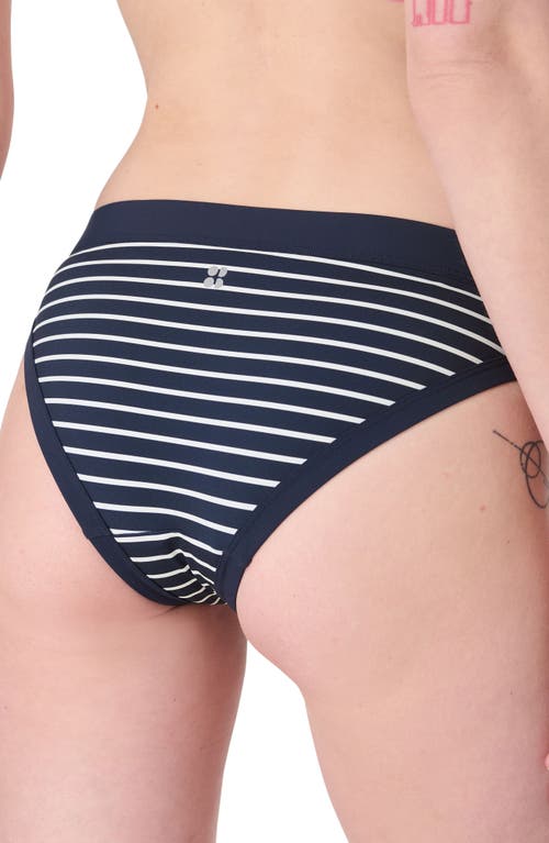 Shop Sweaty Betty Core Hipster Bikini Bottoms In Blue Coastal Stripe