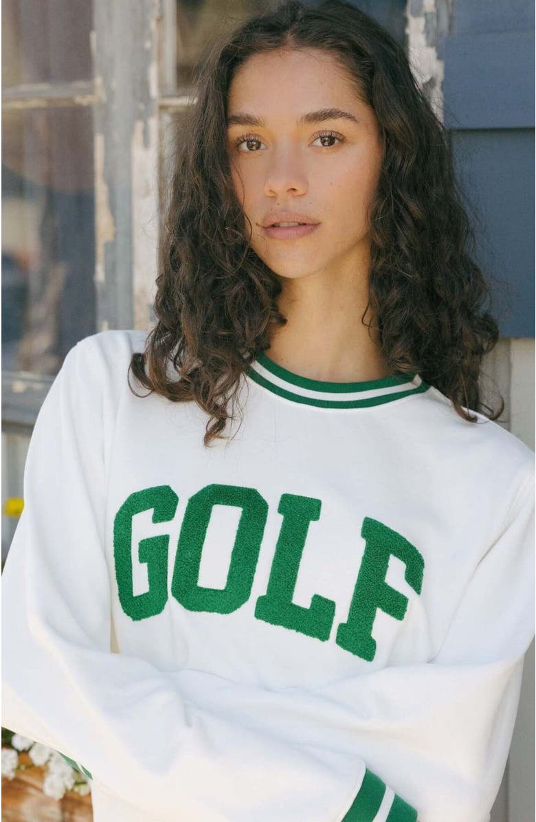 Ellsworth + Ivey Elle Women's Sweatshirt - Collegiate Golf, Alternate, color, Ivory / Green