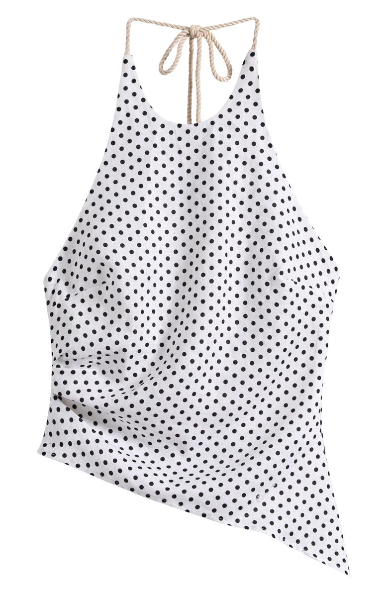 Reformation Reese Polka Dot Linen Top, Main, color, Eclipse Dot