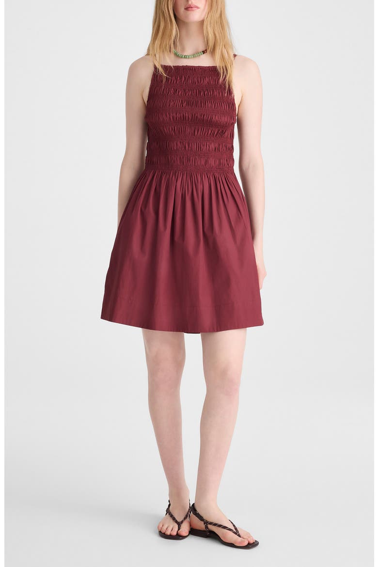 Smocked High Neck Minidress, Main, color, DUSTY MERLOT