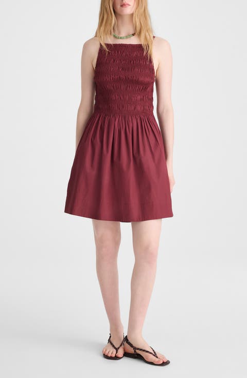 Smocked High Neck Minidress