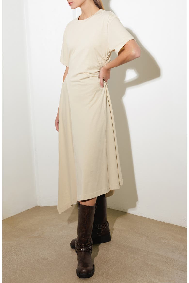 Cotton Blend Asymmetric Hem T-Shirt Dress, Alternate, color, ECRU