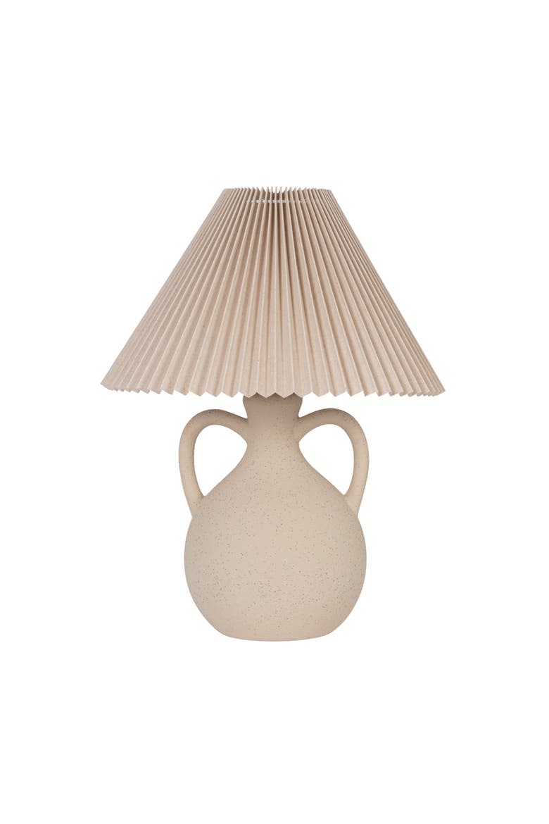 Cream Stoneware Table Lamp with Linen Shade, Alternate, color, Cream
