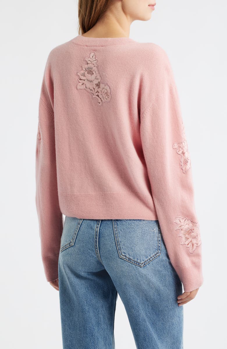 LoveShackFancy Lazuli Lace Cashmere & Wool Sweater, Alternate, color, Quartz