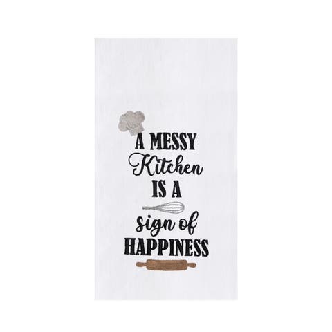 Messy Kitchen Happy Phrases and Sayings Towel